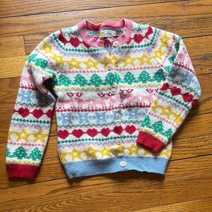 Mini Boden Pink and Green Knit Cardigan 7-8